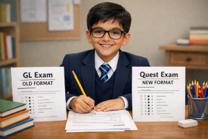 Student preparing for the Bexley 11+ Quest test format